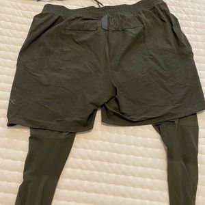 Lululemon shorts with legging liner, size XL. Olive/army green.